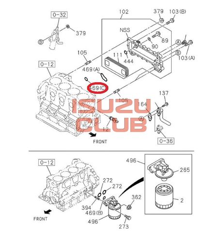 Схема Прокладка маслоохладителя ISUZU 4HK1/6HK1 (кольцо) =Isuzu Original= *8980454470*