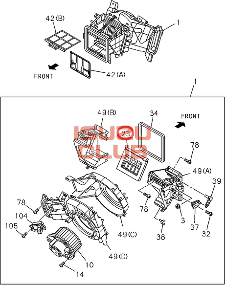 Схема Заслонка отопителя салона ISUZU FSR90/FVR34 =Isuzu Original= *8980477610*