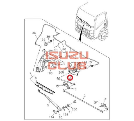 Схема Тяга правая трапеции стеклоочистителя (350мм) ISUZU NPR75/NQR90/NPS75 =Isuzu Original= *8980537660*