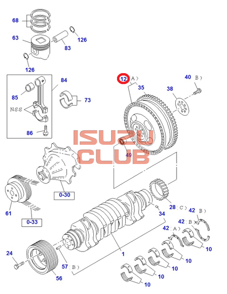 Схема Маховик ISUZU FSR90 4HK1 =Isuzu Original= *8980563552*