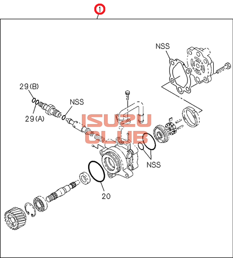 Схема Ремкомплект насоса ГУР NLR85 =Isuzu Original= *8980614290*