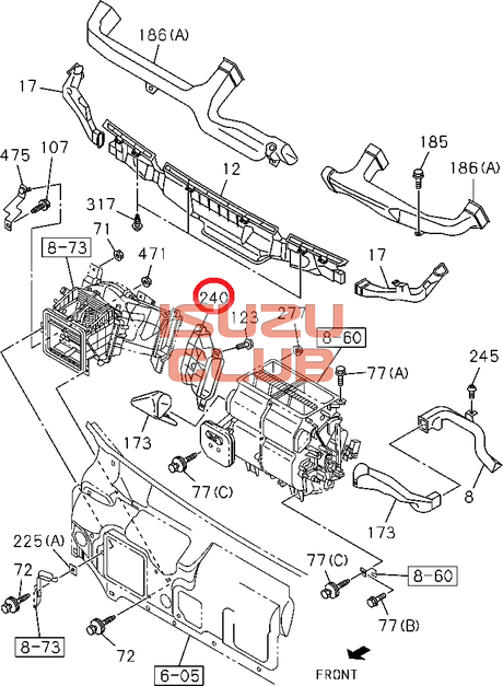 Схема Воздуховод отопителя салона ISUZU FSR90/FVR34 =Isuzu Original= *8980627491*