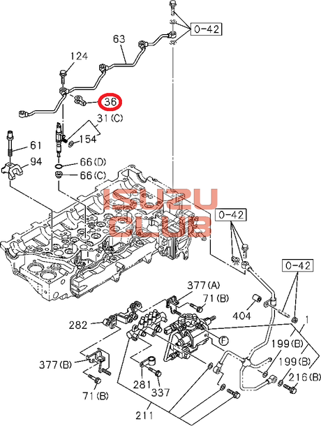 Схема Прокладка топливной трубки болта обратки ISUZU/HITACHI 6WF1/6WG1/6HK1/4HK1 =Isuzu Original= *8980659920*
