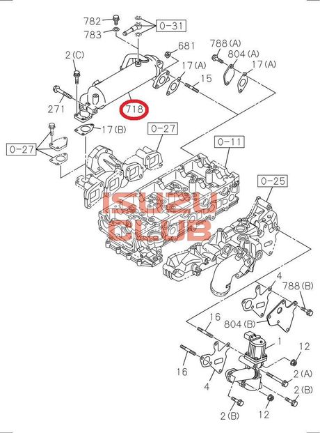 Схема Охладитель системы EGR двигателя 4JJ1 HITACHI/JCB =Isuzu Original= *8980681643*