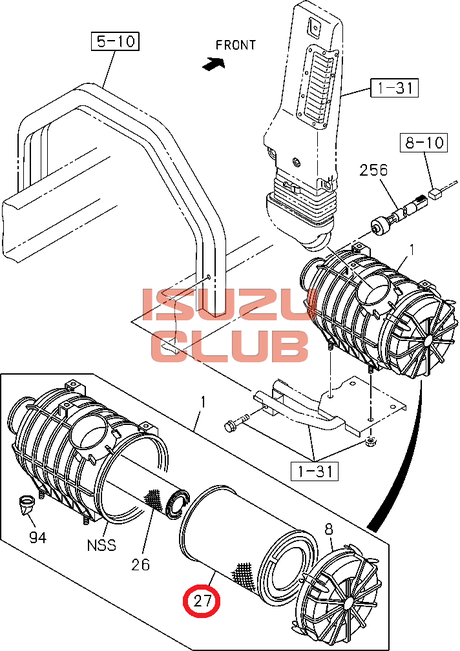 Схема Фильтр воздушный внешний мотор 6HK1 FVR34 =Isuzu Original= *1876101152*