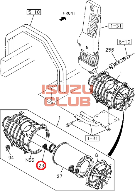 Схема Фильтр воздушный внутренний мотор 6HK1 FVR34 =Isuzu Original= *1876101162/8980714240*
