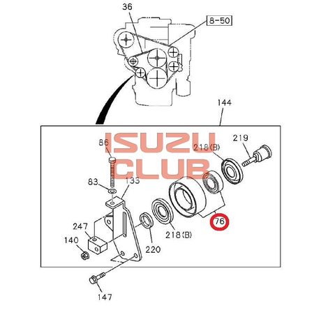 Схема Ролик натяжителя приводного ремня ISUZU модель NQR90/NPR75/FSR90 мотор 4HK1 =Isuzu Original= *8980732610*