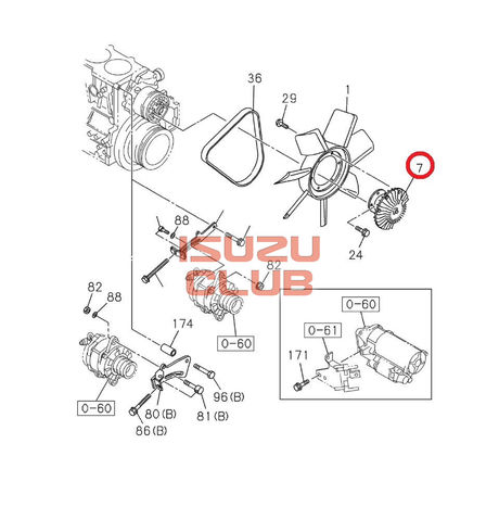 Схема Вискомуфта вентилятора охлаждения ISUZU FVR34/FSR34 =Isuzu Original= *8980752901*