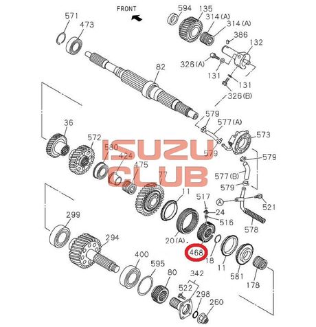 Схема Ступица муфты синхронизатора 5-й/6-й передачи КПП MZW6P =Isuzu Original= *8980757340*