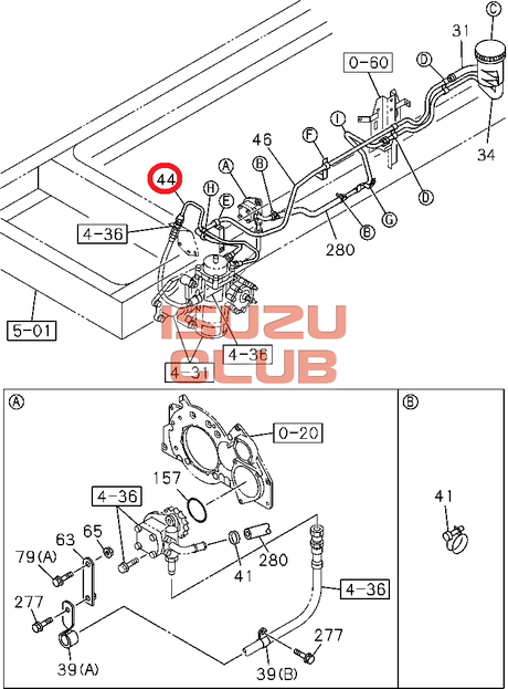 Схема Трубка ГУР FVR34 FORWARD 18.0 =Isuzu Original= *8980796531*