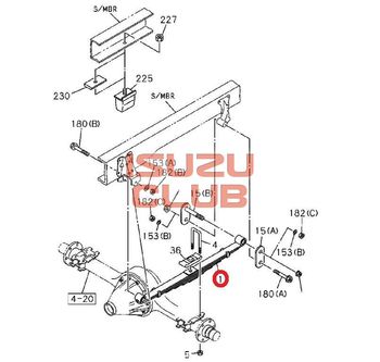 Фотография Рессора задняя с подрессорником в сборе ISUZU NQR90 =Isuzu Original= *8980799040*