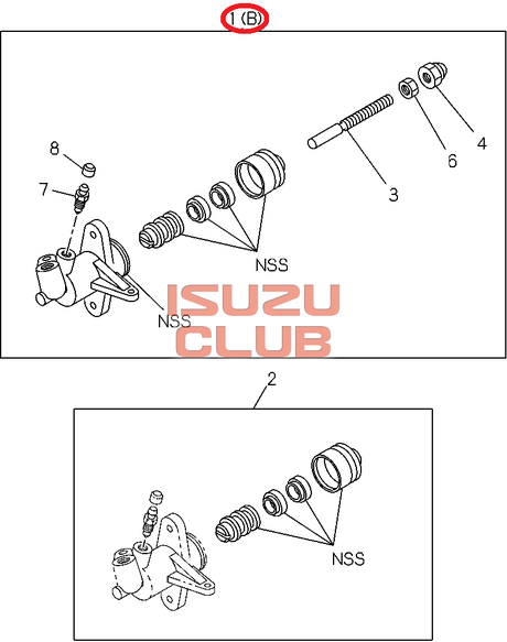 Схема Цилиндр сцепления рабочий КПП MZZ6F NQR90 =Isuzu Original= *8980896761*