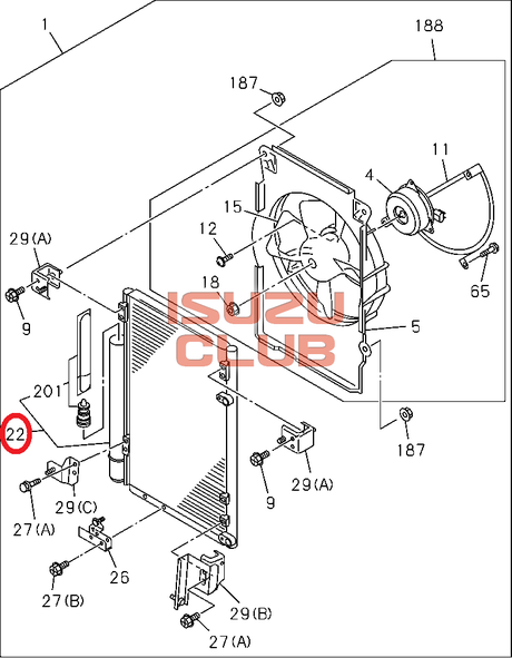 Схема Радиатор кондиционера FSR90/FVR34 =Isuzu Original= *8980927671*