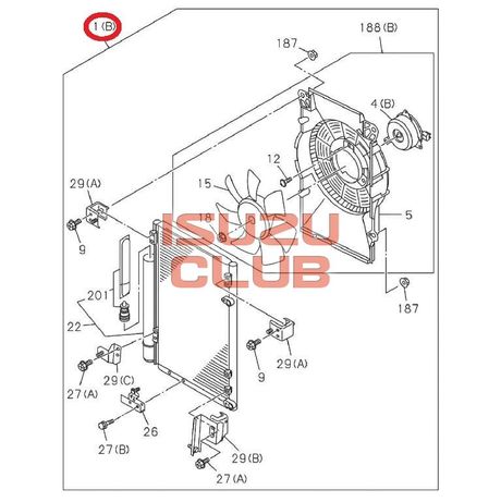 Схема Радиатор кондиционера в сборе FVR34 =Isuzu Original= *8981155132*