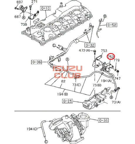 Схема Клапан вакуумный 4JJ (E4) =Isuzu Original= *8981162590*