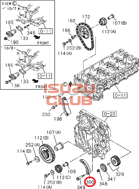 Схема Башмак натяжителя цепи ГРМ мотор 4JJ1 NMR85/NLR85 =Isuzu Original= *8979450700*