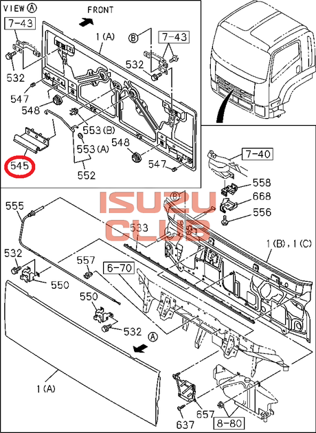 Схема Уплотнитель капота (малый) FVR34 =Isuzu Original= *8981232650*