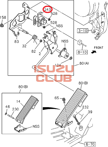Схема Датчик положения педали газа 4HK1/6HK1/6WG1/NPR75/NQR/FSR90/FVR34/CYZ52 =Isuzu Original= *8981312630*