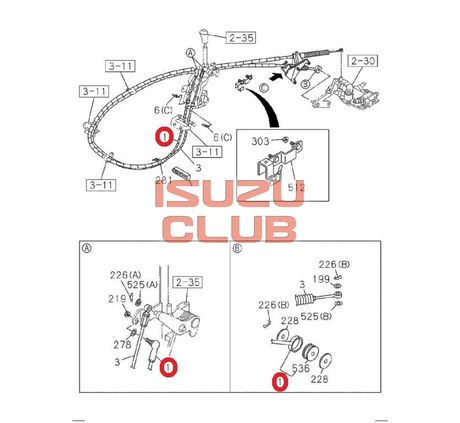 Схема Трос (L=3035) переключения передач КПП NMR85/NLR85 =Isuzu Original= *8981468251*