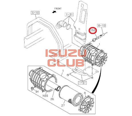 Схема Датчик расхода/давления воздуха ISUZU FVR34/FSR90/FSR34 (в корпусе воздушного фильтра) =Isuzu Original= *8981527421*