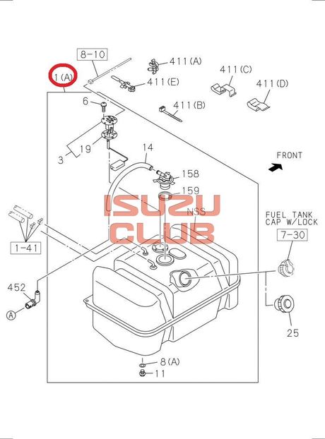 Схема Бак топливный NPR75 (E4) в сборе =Isuzu Original= *8981530462*