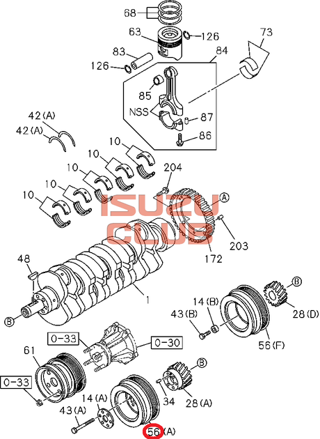 Схема Шкив коленвала NMR85/NLR85 4JJ1-T(6 болтов) =Isuzu Original= *8981549431*