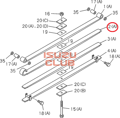 Схема Лист подкоренной №2 передней рессоры CYZ52 =Isuzu Original= *8981616110*