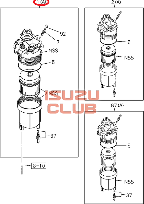Схема Насос ручной подкачки топлива в сборе ISUZU FVR34/FSR90/ =Isuzu Original= *8981629044*