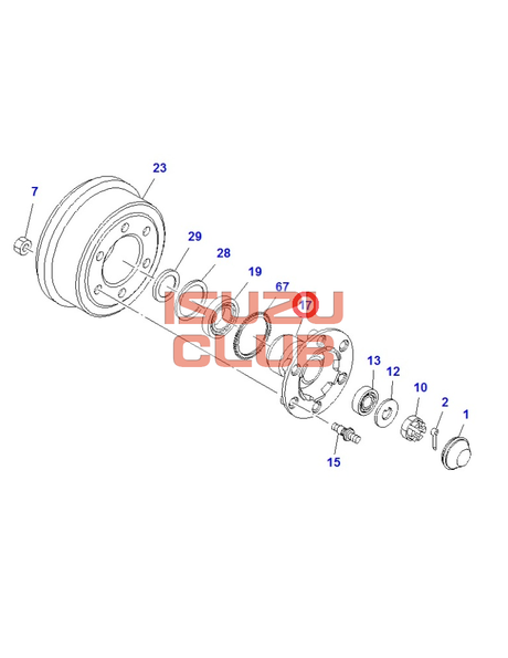 Схема Ступица передняя NQR90 ISUZU 4HK1 =Isuzu Original= *8981640151*