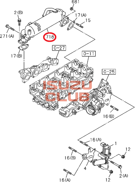 Схема Охладитель газов системы EGR NLR85/NMR85 (e-3) =Isuzu Original= *8981645701*