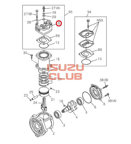Схема Головка компрессора воздушной системы ISUZU FVR34/FSR34 =Isuzu Original= *8981670120*