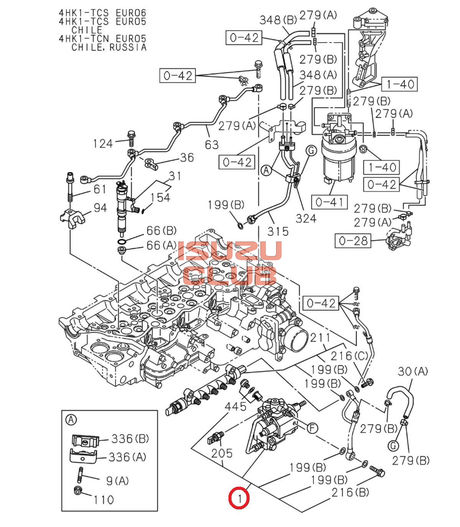 Схема Насос топливный высокого давления (ТНВД) мотор 4HK1 ISUZU NPR75 (Е5) =Isuzu Original= *8981680061*