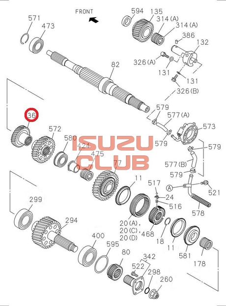Схема Шестерня 3-й передачи КПП MZW6P ISUZU FSR90 =Isuzu Original= *8981684990*