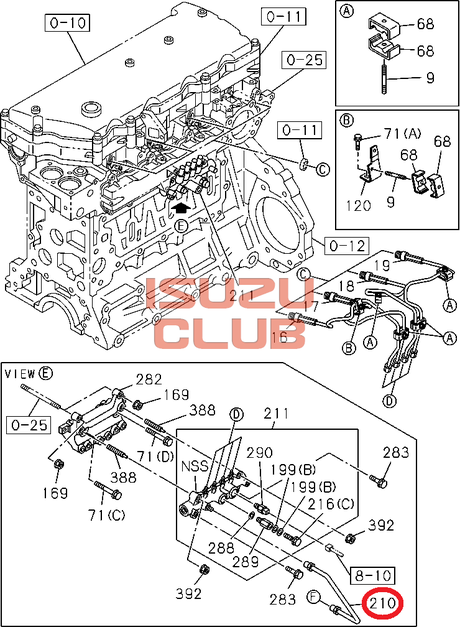 Схема Трубка подачи топлива (ТНВД-рампа) FSR90 =Isuzu Original= *8981721840*