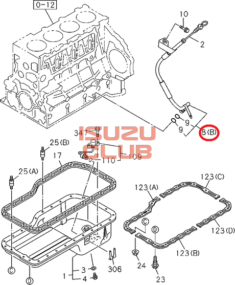Схема Щуп масляный с корпусом 4HK1-T ISUZU NQR90 =Isuzu Original= *8981739570*