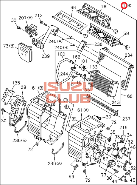 Схема Отопитель салона (печка в сборе) ISUZU FVR34/FSR90 =Isuzu Original= *8981749130*