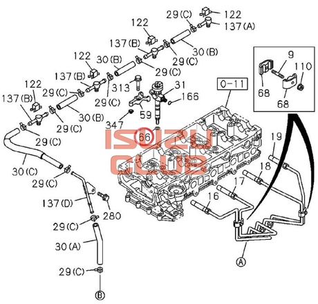 Схема Прокладка форсунки (шайба) 4JJ1 ISUZU NLR/NMR85 =Isuzu Original= *8981815400*