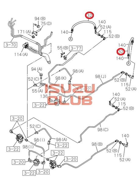 Схема Шланг тормозной системы передний NQR90 =Isuzu Original= *8981865120*