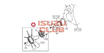 Фотография Крыльчатка вентилятора в сборе с вискомуфтой 4HK1 NPR75/NQR90/FSR90 =Isuzu Original= *8981901481*