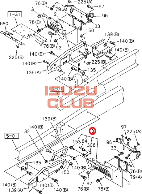 Схема Подкрылок передний левый (задний) ISUZU FVR34 (E3/4) =Isuzu Original= *8981961090*