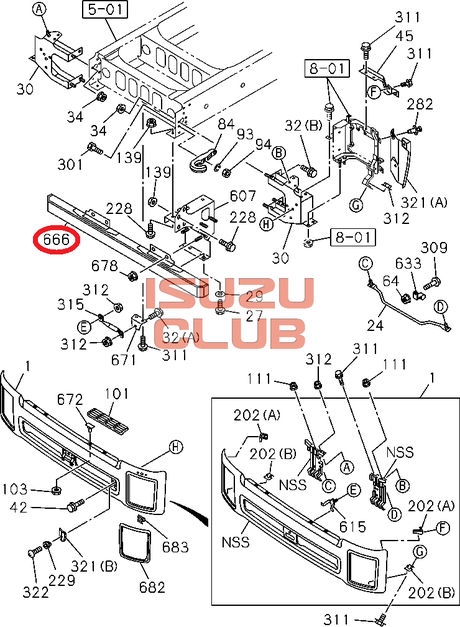 Схема Усилитель переднего бампера FVR34 =Isuzu Original= *8981964750*
