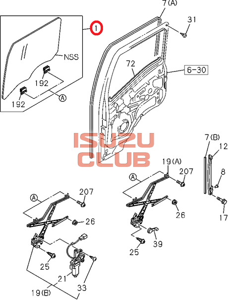 Схема Стекло двери правой ISUZU серии N/F  =Isuzu Original= *8983912110*