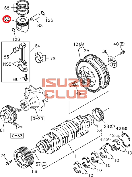 Схема Поршень двигателя ISUZU FSR90/FSR34/NPS75 =Isuzu Original= *8982153070*