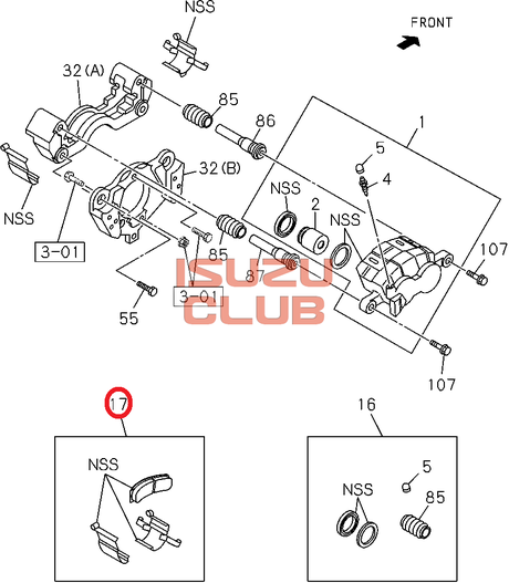 Схема Колодки тормозные передние ISUZU NLR85 дисковые =Isuzu Original= *8982169210*