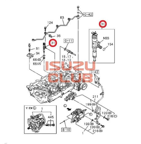 Схема Форсунка топливная 4HK1 (Е4) FSR90 =Isuzu Original= *8982191810*
