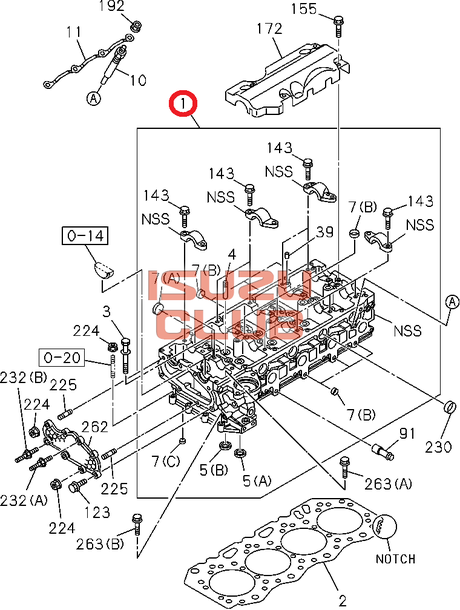 Схема Головка блока (ГБЦ) цилиндров 4JJ1 (Е3) ISUZU NMR85/NLR85 =Isuzu Original= *8982230192*