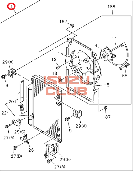 Схема Радиатор кондиционера в сборе FVR34/FSR90/FSR34 =Isuzu Original= *8982359122*