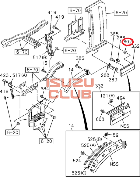 Схема Клепка пластиковая под клипсу FSR90/FVR34 =Isuzu Original= *8982419840*