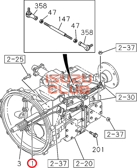 Схема Трос КПП ZF9S1110 (выбора передач L=3520) ISUZU FVR34 =Isuzu Original= *8982483310*