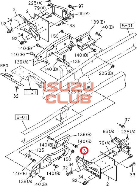 Схема Подкрылок передний левый (задний) ISUZU FVR34 (E5) =Isuzu Original= *8982715850*